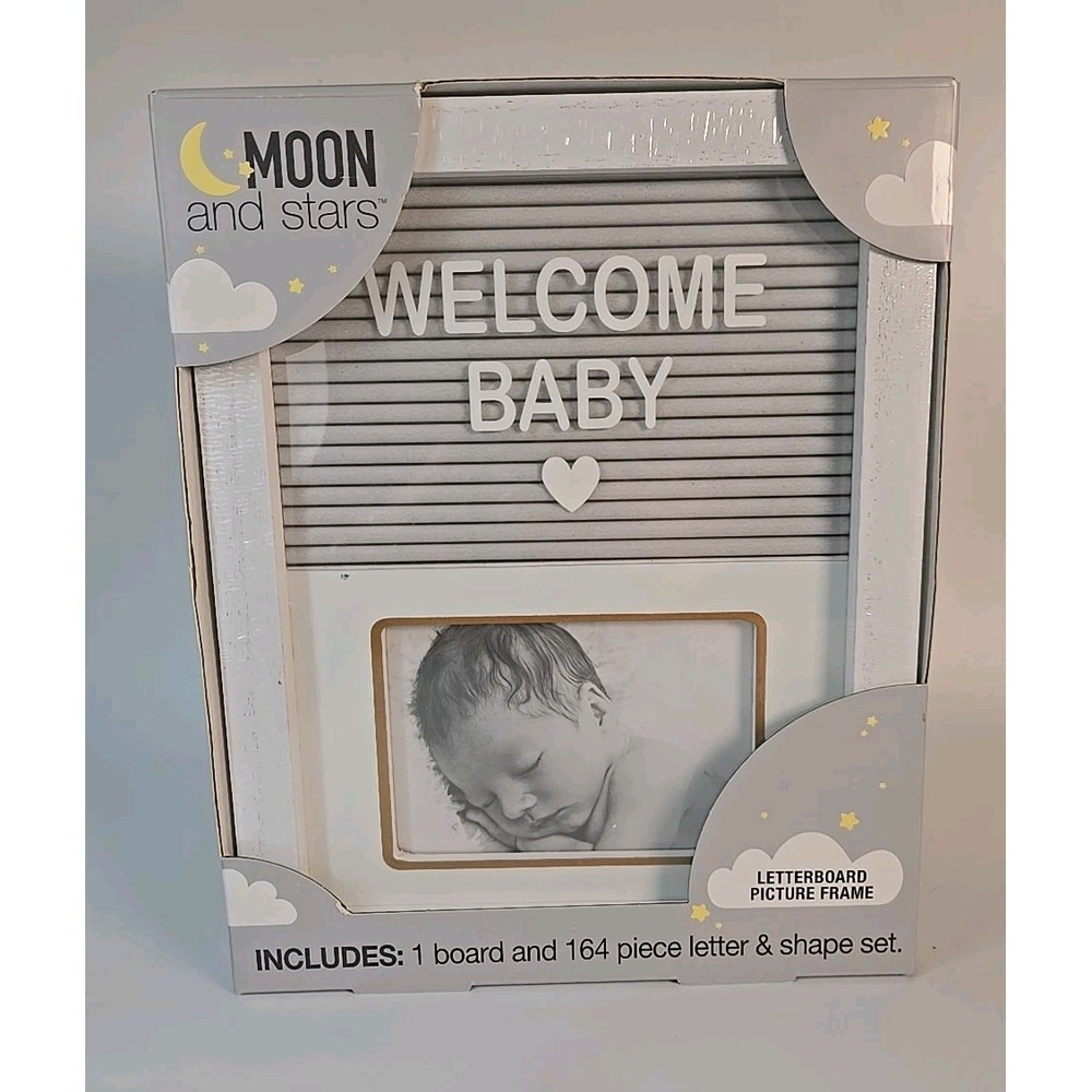 Moon &‎ Stars Letterboard Baby Picture Frame 164 Changeable Letter Number Shape